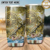 Maxcorners Fishing Tumbler Forest Topographic Compass Design Personalized Name Tumbler (13 Species)