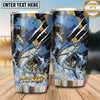 Maxcorners Fishing Tumbler Navy Gold Brush Splatter Design Personalized Name Tumbler (13 Species)