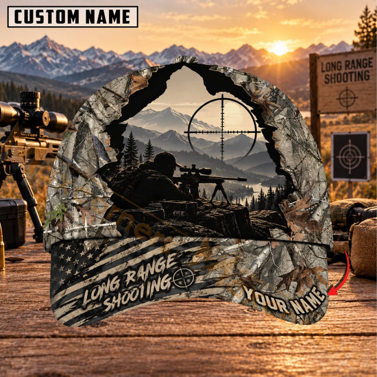 Maxcorners Long Range Shooting Mountain Crosshair Camo Personalized Name 3D Cap