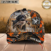 Maxcorners Dog Hunting And Duck Orange Gray Camo Skull Marsh Hunting Scene Multiple Options Personalized Name 3D Cap