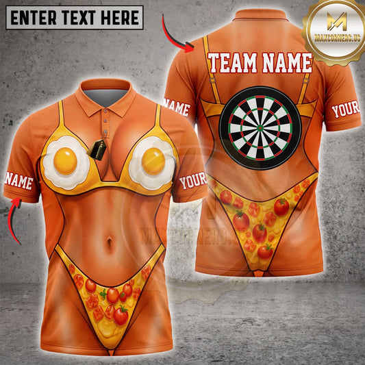 Maxcorners Darts Funny Orange Bikini Body Muscular Abs Classic Dartboard Personalized Name 3D Unisex Shirt