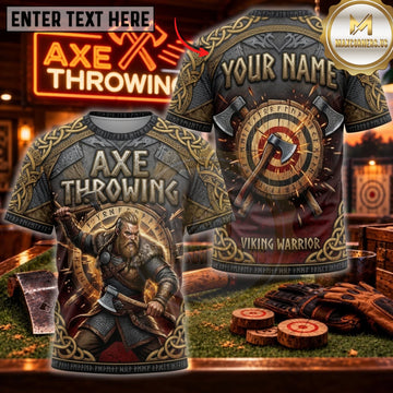 Maxcorners Axe Throwing Rustic Lumberjack Bullseye Personalized Name 3D Unisex Shirt