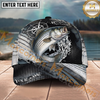 Maxcorners Fishing Olive Compass Halftone Splash Personalized Name 3D Cap (12 Fish Species)