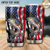 Maxcorners Fishing Tumbler Waving American Flag Action Design Personalized Name Tumbler (13 Species)