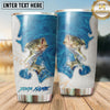 Maxcorners Fishing Tumbler White Blue Ornamental Ocean Design Personalized Name Tumbler (13 Species)
