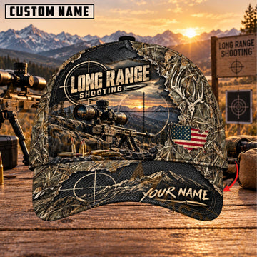 Maxcorners Long Range Shooting Woodland Camo Sniper Rifle Personalized Name 3D Cap