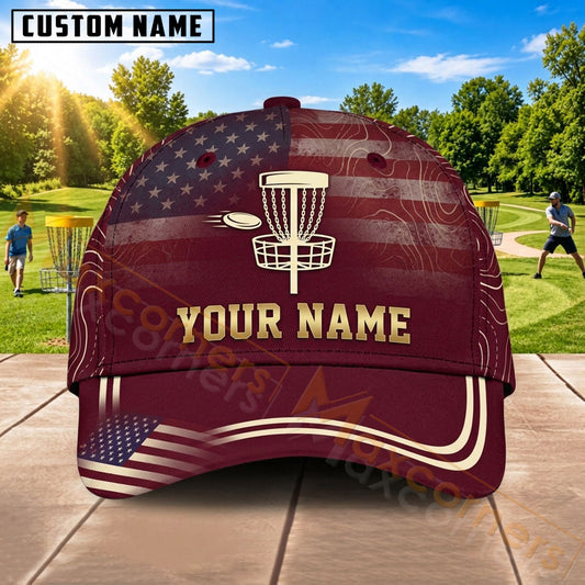 Maxcorners Disc Golf Flying Disc & Disc Golf Basket Graphic Customized Name 3D Cap