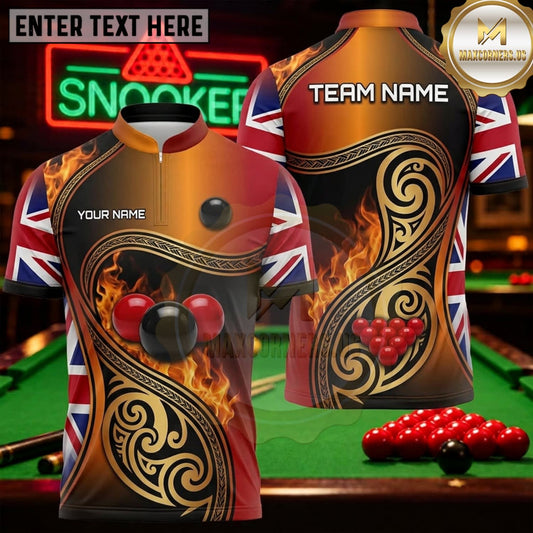 Maxcorners Snooker Bronze Black Vintage Celtic Swirl Personalized Name 3D Unisex Shirt