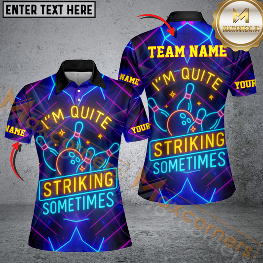 Maxcorners Bowling Striking Sometimes – Neon Lights Personalized Name 3D Shirt For Women