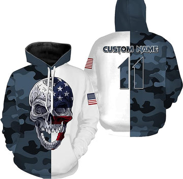 Maxcorners MotoX Skull Customize Name And Number 3D Shirts
