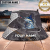 Maxcorners Fishing Dark Skull Fishing Adventure with Bold Rod Personalized Name 3D Bucket Hat (13 Fish Species)