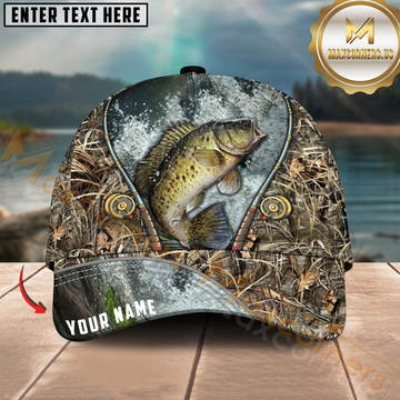 Maxcorners Peacock Bass Fishing Camo Fishing Rod Design Personalized Name 3D Cap