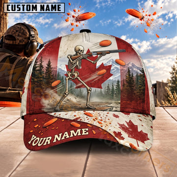 Maxcorners Trap & Skeet Shooting Canadian Flag Shooter Scenic Personalized Name 3D Cap