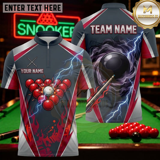 Maxcorners Snooker Gray Burgundy Dynamic Triangle Personalized Name 3D Unisex Shirt