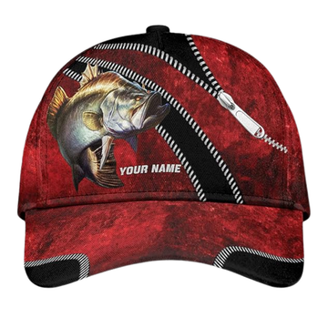Maxcorners Custom Name Largemouth Bass Baseball Cap, Custom Bass Fishing Caps Hats LM0402