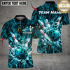 Maxcorners Bowling Ball & Pin Collision Graphic Multicolor Customized Name, Team Name 3D Shirts