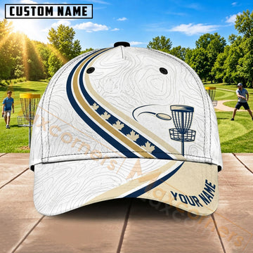 Maxcorners Disc Golf Flying Disc & Curved Stripe Graphic Customized Name 3D Cap