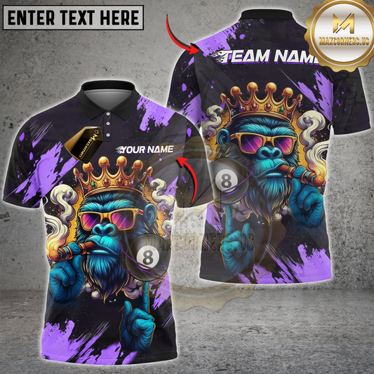 Maxcorners Billiard King Ape 8-Ball Pool Multicolor Customized Name, Team Name 3D Shirt