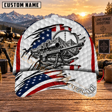 Maxcorners Long Range Shooting American Flag Sniper Scope Personalized Name 3D Cap