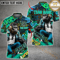Maxcorners Graffiti Chimp Darts Jersey Multicolor Option Customized Name, Team Name 3D Polo Shirt