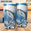 Maxcorners Fishing Tumbler White Aqua Hexagon Splash Design Personalized Name Tumbler (13 Species)