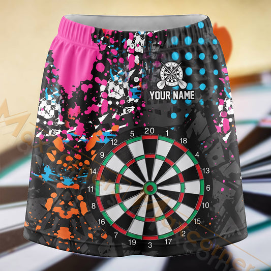 Maxcorners Darts Color Paint Splatter Dartboard Personalized 3D Skort, Skirts With Shorts