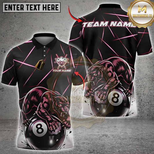 Maxcorners Billiard Black Panther Power 8 Ball Multicolor Customized Name, Team Name 3D Shirt