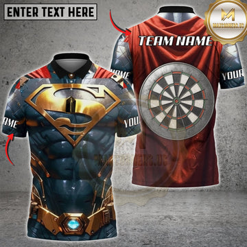 Maxcorners Darts Blue Gold Metallic Armor Classic Dartboard Personalized Name 3D Unisex Shirt