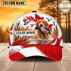 Maxcorners Dog Hunting And Duck Canadian Maple Leaf Red White Marsh Personalized Name 3D Cap