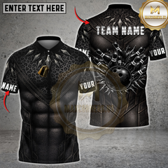 Maxcorners Bowling Dark Panther Shadow Armor Bowling Ball Burst Personalized Name 3D Unisex Shirt