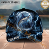 Maxcorners Fishing Thunder Moon Lightning Personalized Name 3D Cap (12 Fish Species)