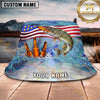 Maxcorners Fishing Beer American Flag Personalized Name 3D Bucket Hat (12 Fish Species)