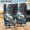 Maxcorners Fishing Tumbler Gray Teal Bubble Honeycomb Design Personalized Name Tumbler (13 Species)
