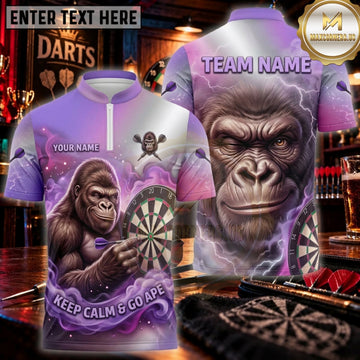 Maxcorners Darts Lavender Fierce Gorilla Dartboard Personalized Name 3D Unisex Shirt