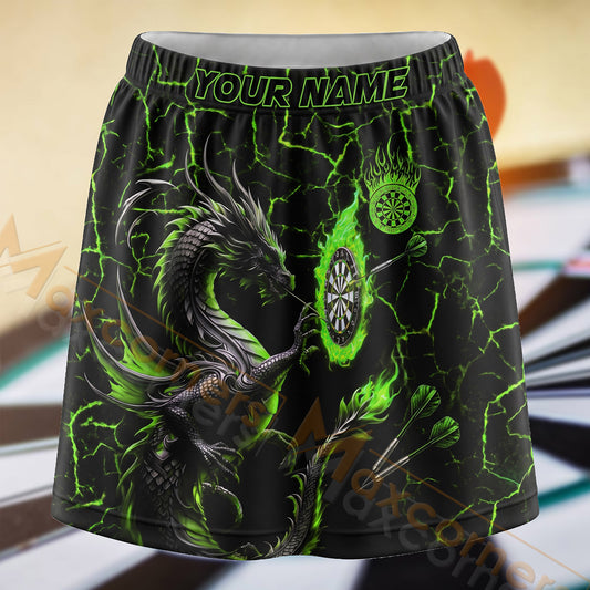 Maxcorners Darts Neon Green Grim Reaper Dartboard Personalized 3D Skort, Skirts With Shorts