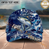 Maxcorners Fishing Blue Hexagon Compass Multi Options Personalized Name 3D Cap (11 Fish Species)