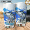 Maxcorners Fishing Tumbler Blue Watercolor Brush Design Personalized Name Tumbler (13 Species)