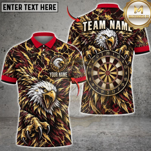 Maxcorners Darts Majestic Eagle Mascot Feather Wings Talons Target Board Graphic Multicolor Customized Name, Team Name 3D Shirts