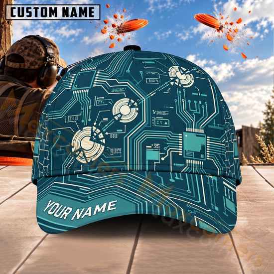 Maxcorners Trap & Skeet Shooting Tech Blueprint Circuit Personalized Name 3D Cap