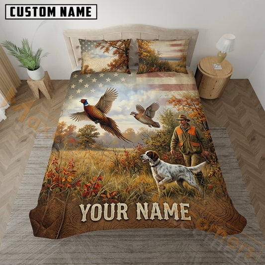 Maxcorners Pheasant Hunting Autumn Field Pointer Dog Bedding Set 3D Print Custom Name