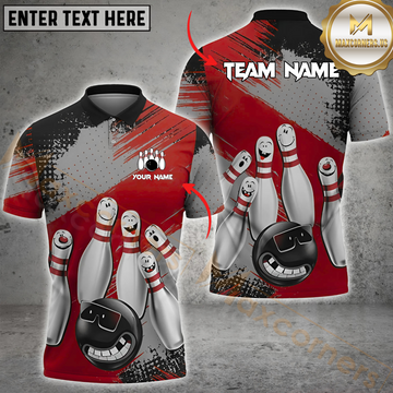 Maxcorners Bowling Cool Ball & Happy Pins Multicolor Personalized 3D Shirt