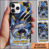 Maxcorners Blue Gold Paint Splash Personalized Name Phone Case (13 Fish Species)