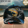 Maxcorners Fishing Black Blue Water Splash Personalized 3D Cap (12 Fish Species)