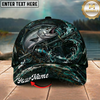 Maxcorners Fishing Dark Ocean Swirl Rod Splash Personalized 3D Cap (12 Fish Species)