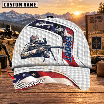 Maxcorners Long Range Shooting Patriot Marksman American Flag Personalized Name 3D Cap
