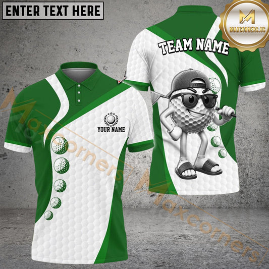 Maxcorners Golf Funny Cartoon Golfer Player Multicolor Customized Name, Team Name 3D Shirts