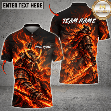 Maxcorners Bowling Samurai Warrior & Fiery Flame Graphic Customized Name, Team Name 3D Shirts