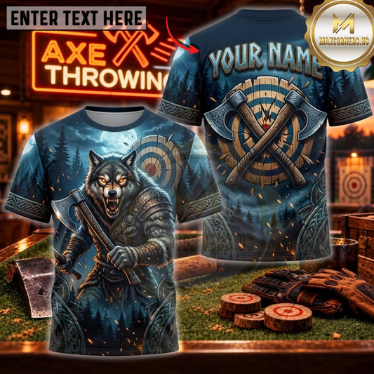 Maxcorners Axe Throwing Dark Hooded Grim Reaper Personalized Name 3D Unisex Shirt