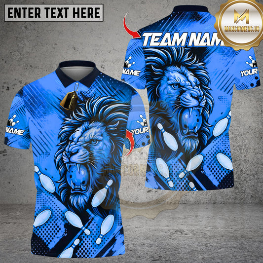 Maxcorners Bowling Vintage Lion Multicolor Customized Name, Team Name 3D Shirts