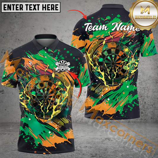 Maxcorners Darts Colorful Graffiti Mutilcolor Options Personalized Name, Team Name 3D Polo Shirt